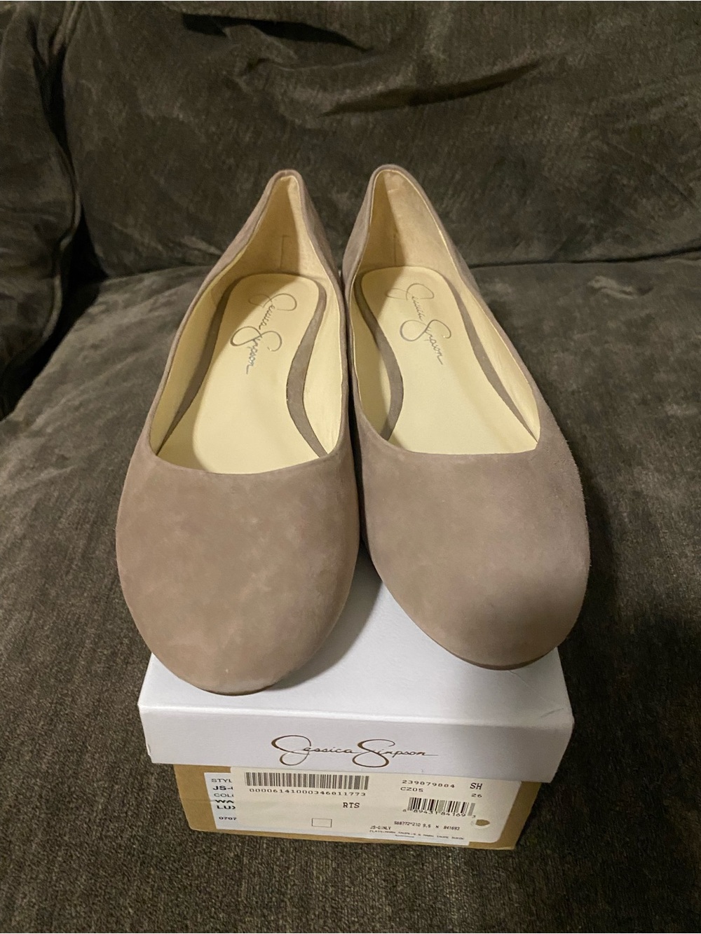 Jessica Simpson Taupe Suede Round-Toe Flats
